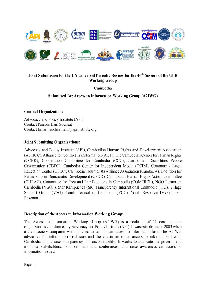 Joint Submission_4th UPR_Access to Information