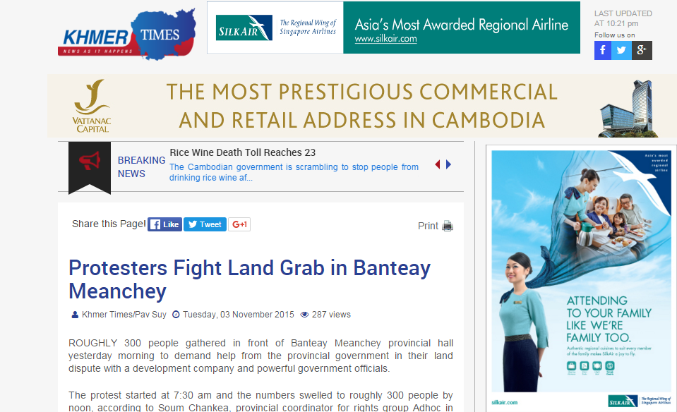 Protesters Fight Land Grab in Banteay Meanchey