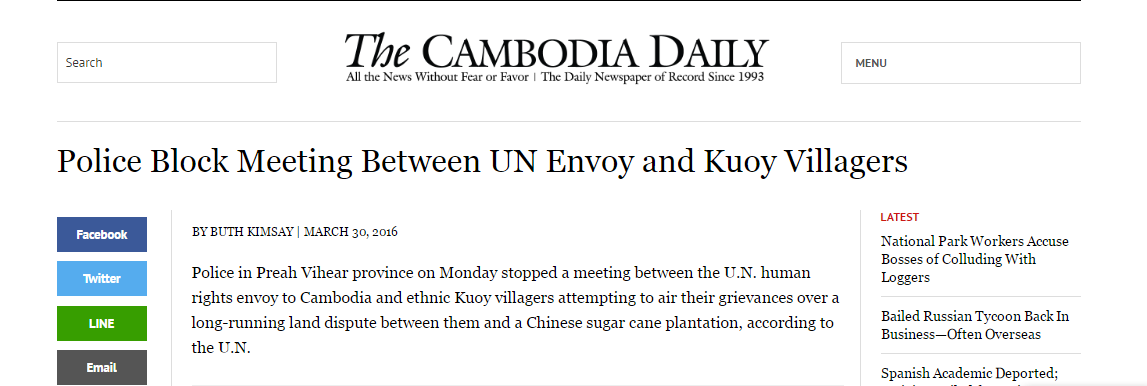 Police Block Meeting Between UN Envoy and Kuoy Villagers