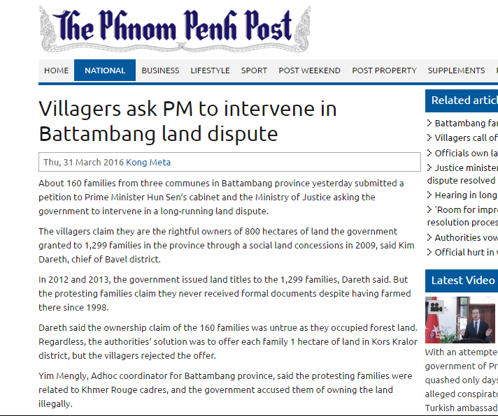 Villagers ask PM to intervene in Battambang land dispute