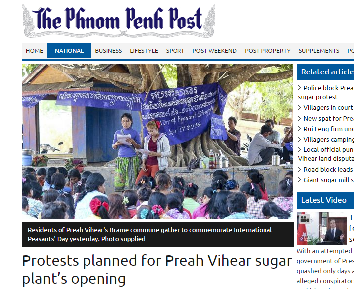 Protests planned for Preah Vihear sugar plants opening