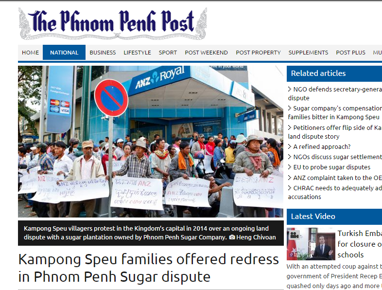 Kampong Speu families offered redress in Phnom Penh Sugar dispute