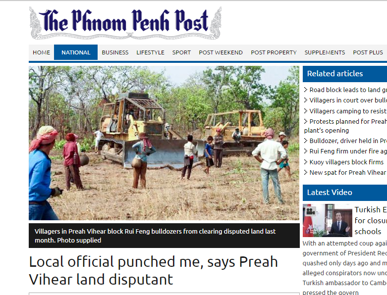 Local official punched me, says Preah Vihear land disputant