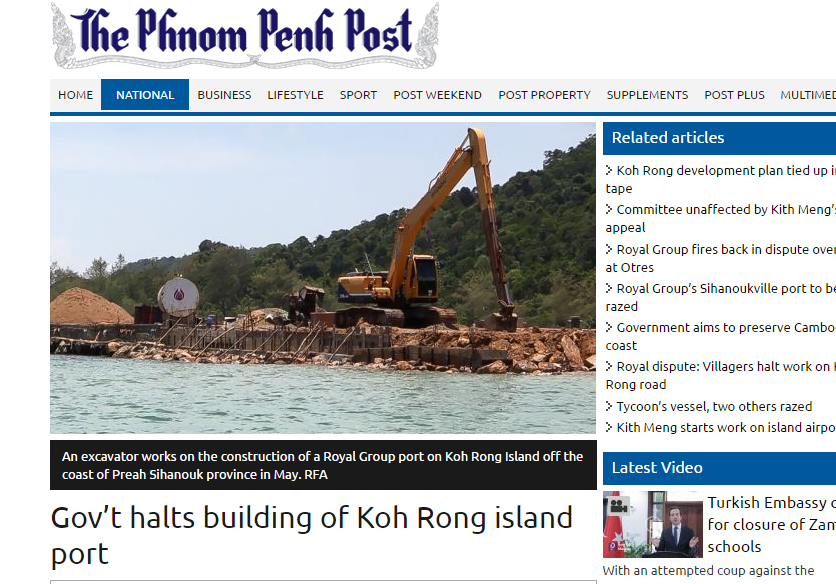 Govt halts building of Koh Rong island port