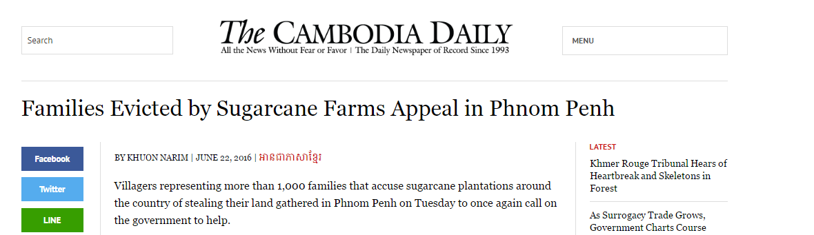 Families Evicted by Sugarcane Farms Appeal in Phnom Penh
