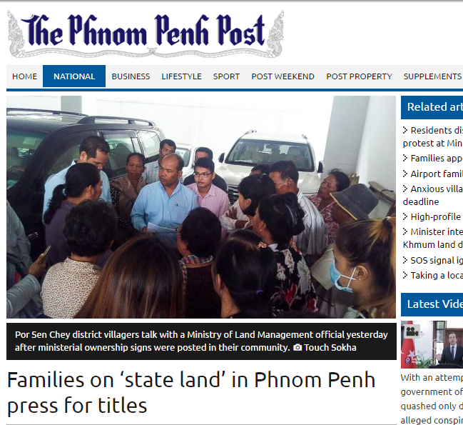 Families on ‘state land in Phnom Penh press for titles