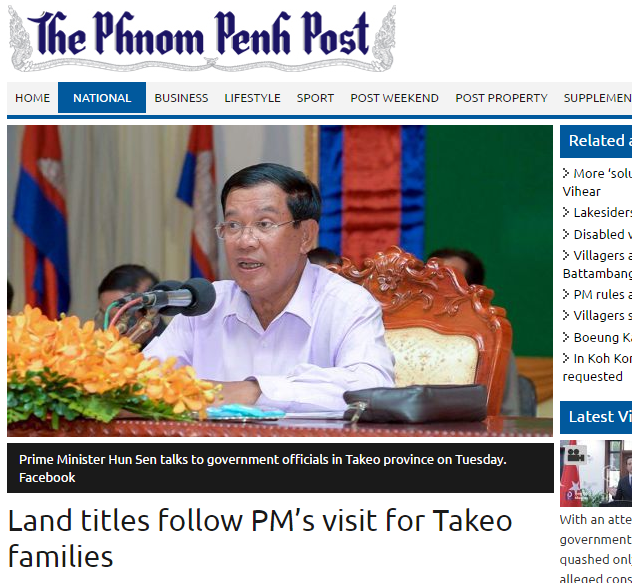 Land titles follow PMs visit for Takeo families