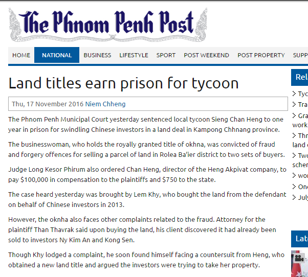 Land titles earn prison for tycoon