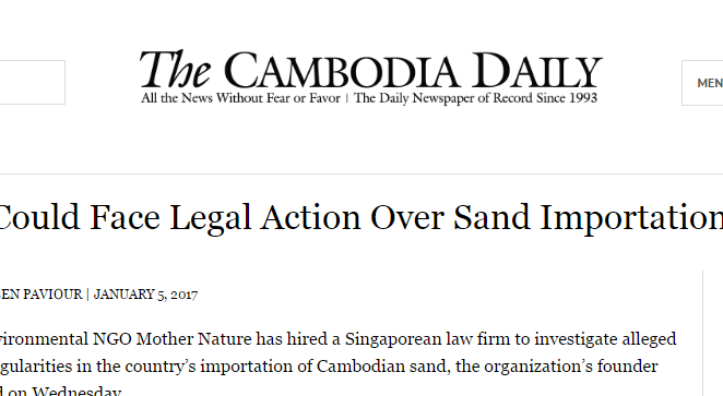Singapore Could Face Legal Action Over Sand Importation