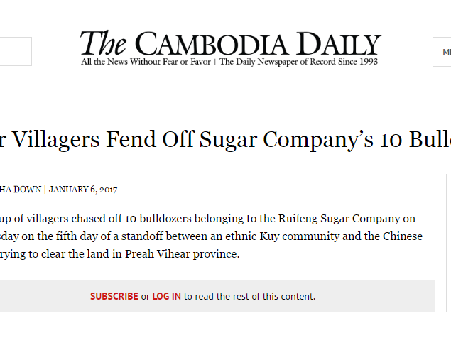 Preah Vihear Villagers Fend Off Sugar Companys 10 Bulldozers