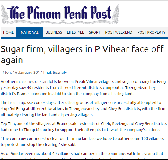 Sugar firm, villagers in P Vihear face off again